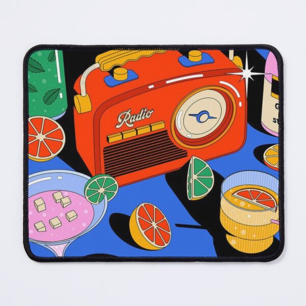 Item preview, Retro Party Vibes – Colorful Drinks and Radio Illustration designed and sold by lemooon juice.