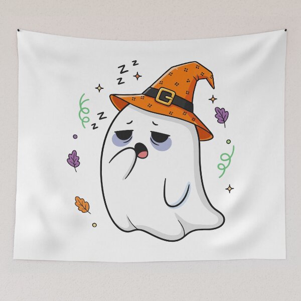 Item preview, Sleepy Halloween Ghost in Witch Hat designed and sold by brexastore.