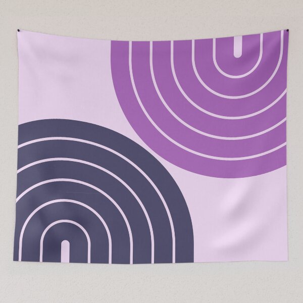 Item preview, Midcentury Modern Geometric Rainbow D4 in Lavender Lilac Pink designed and sold by nineFlorals.