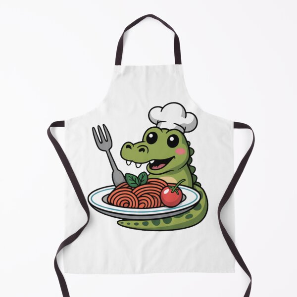 Item preview, Kawaii Crocodile Chef – Cute Alligator with Spaghetti Plate designed and sold by Zyric Art.