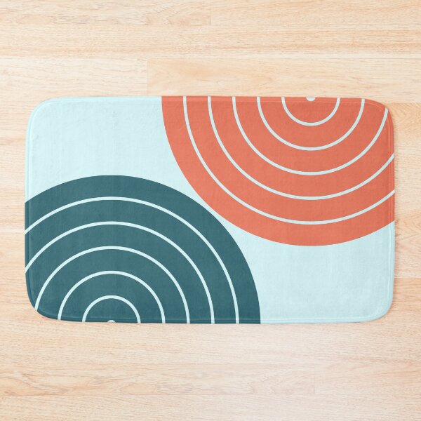 Item preview, Midcentury Modern Geometric Rainbow D5 in Salmon Teal designed and sold by nineFlorals.
