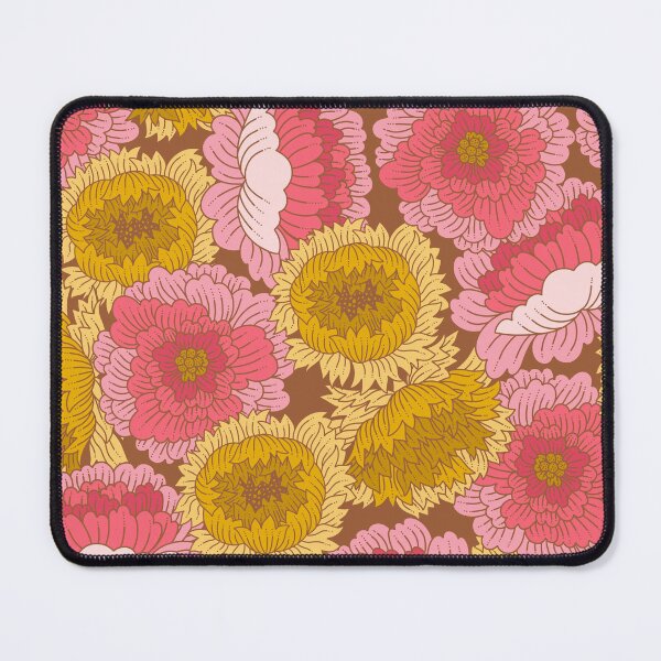 Item preview, Vintage Chrysanthemum Overlapping Flowers in Pink and Yellow Pattern designed and sold by Farissa Designs.