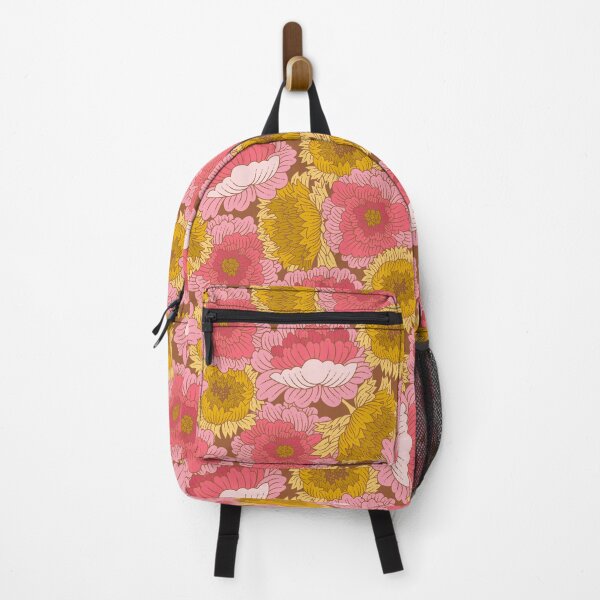 Item preview, Vintage Chrysanthemum Overlapping Flowers in Pink and Yellow Pattern designed and sold by Farissa Designs.