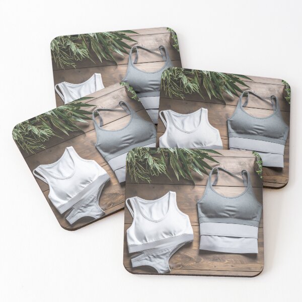 Item preview, Sports Bras and Underwear Flatlay on Wooden Background designed and sold by supakor.
