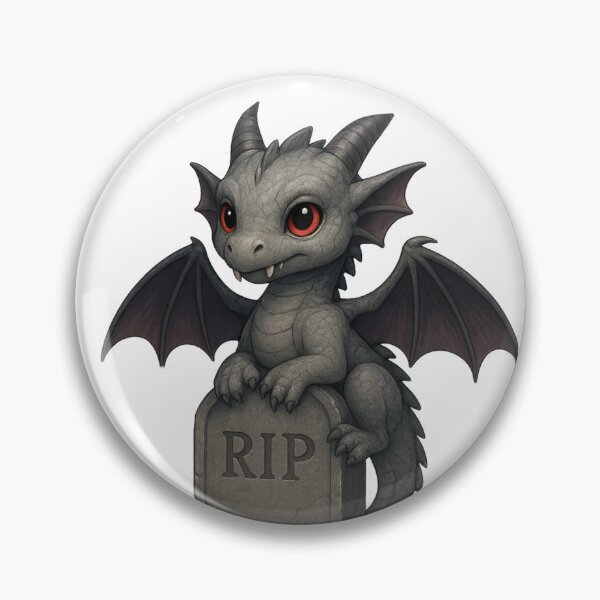 Item preview, Cute Gothic Baby Dragon Sitting on Gravestone – Halloween Fantasy Art designed and sold by Hatchling Hollow.
