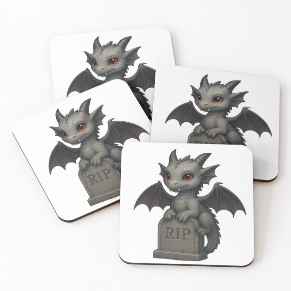 Item preview, Cute Gothic Baby Dragon Sitting on Gravestone – Halloween Fantasy Art designed and sold by Hatchling Hollow.