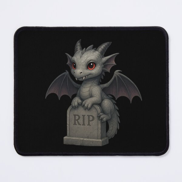Item preview, Cute Gothic Baby Dragon Sitting on Gravestone – Halloween Fantasy Art designed and sold by Hatchling Hollow.