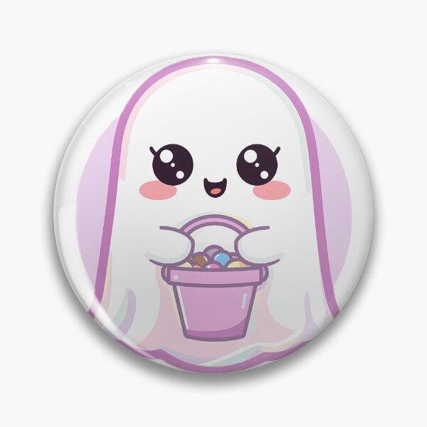 Item preview, Kawaii Ghost with Candy Bucket | Cute Pastel Halloween Art designed and sold by PawxelArt.