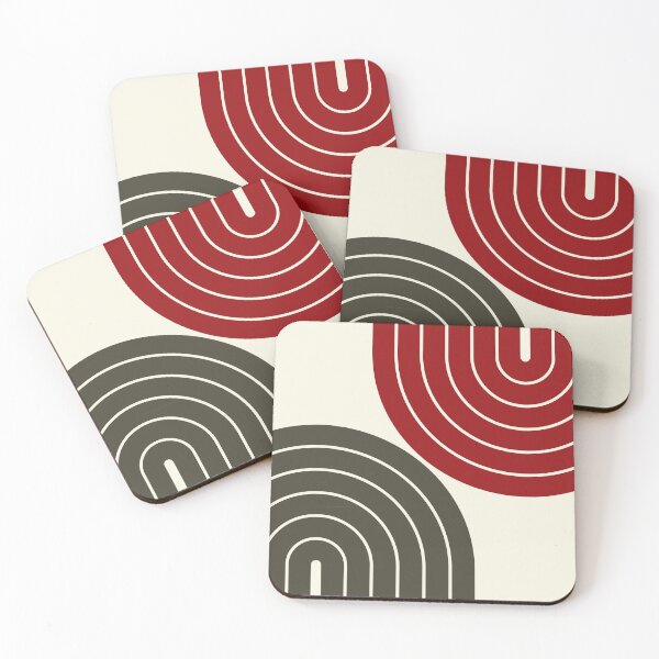 Item preview, Midcentury Modern Geometric Rainbow D8 in Bohemian Ebony Red designed and sold by nineFlorals.