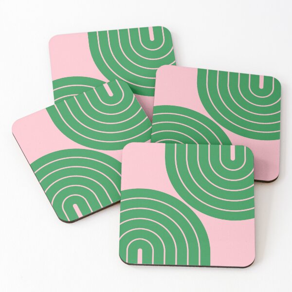 Item preview, Midcentury Modern Geometric Rainbow D9 in Pink Green designed and sold by nineFlorals.
