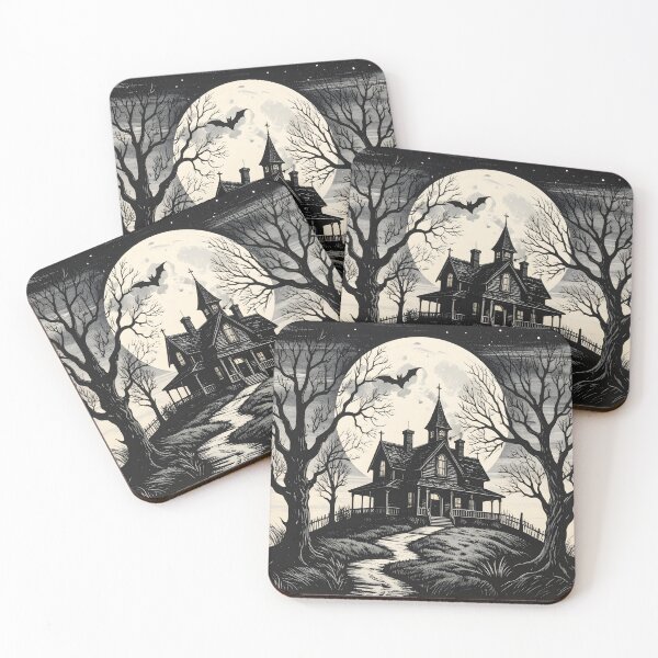 Item preview, Haunted Gothic House – Linocut Style Halloween Artwork designed and sold by Shafiq Khan.