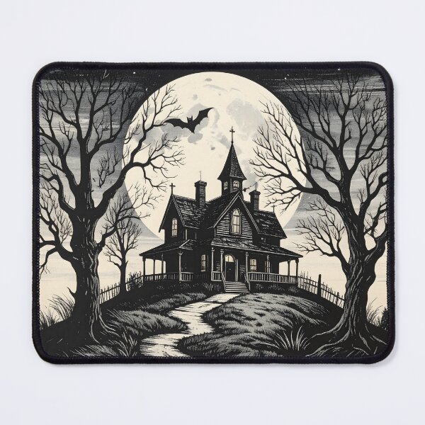 Item preview, Haunted Gothic House – Linocut Style Halloween Artwork designed and sold by Shafiq Khan.