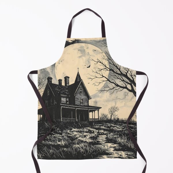 Item preview, Haunted House under Full Moon – Vintage Linocut Gothic Artwork designed and sold by Shafiq Khan.