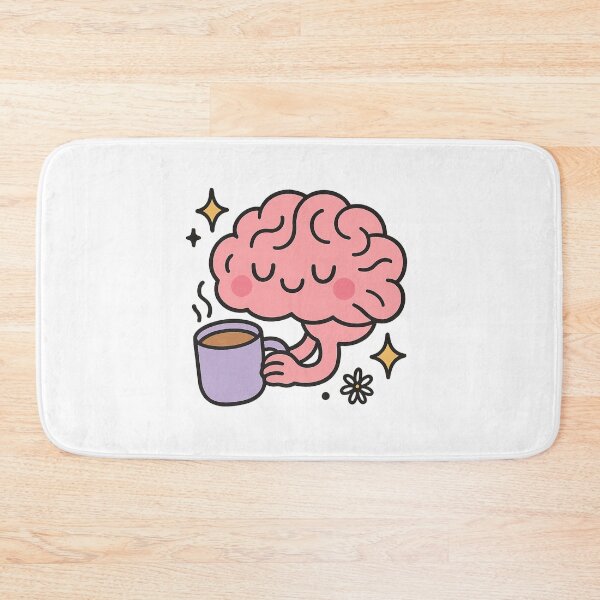 Item preview, Cute Brain Drinking Coffee Kawaii Mental Health Art designed and sold by wikawiki.