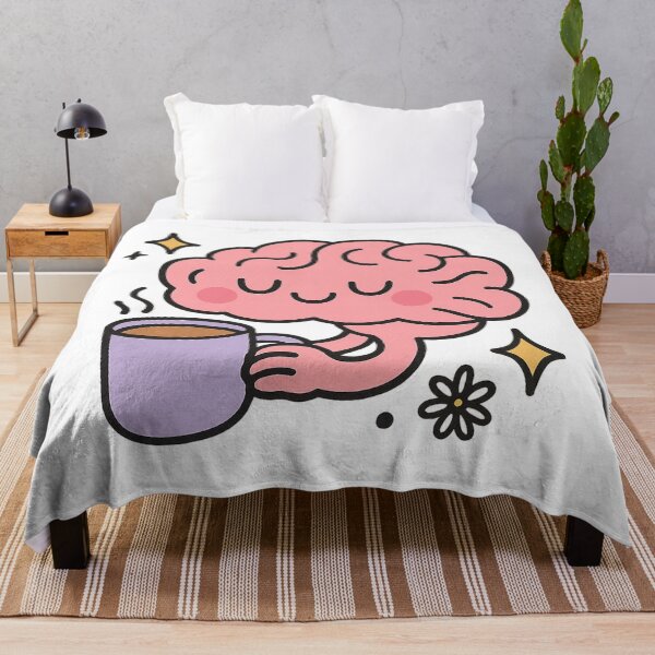 Item preview, Cute Brain Drinking Coffee Kawaii Mental Health Art designed and sold by wikawiki.