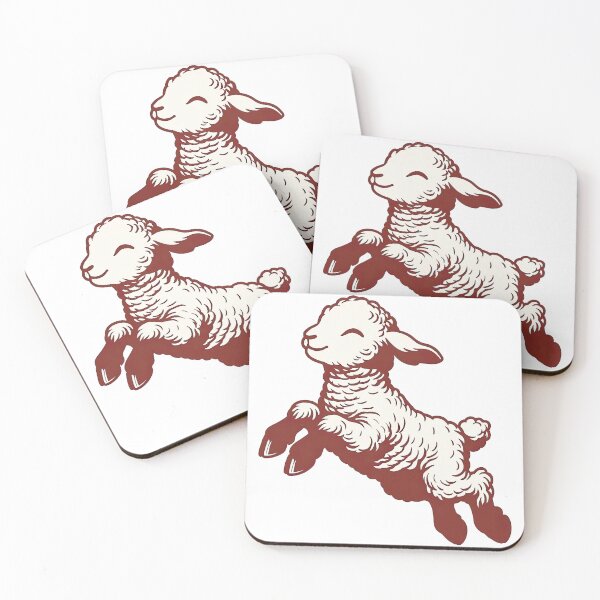 Item preview, Playful Vintage Style Jumping Lamb Illustration designed and sold by ArtfulWeave.