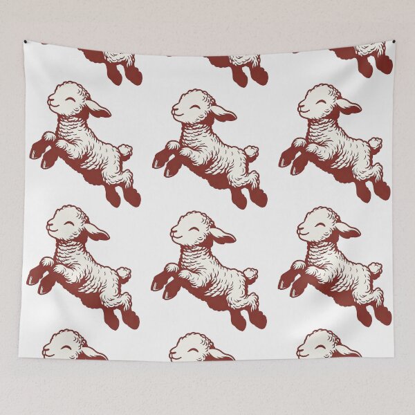 Item preview, Playful Vintage Style Jumping Lamb Illustration designed and sold by ArtfulWeave.