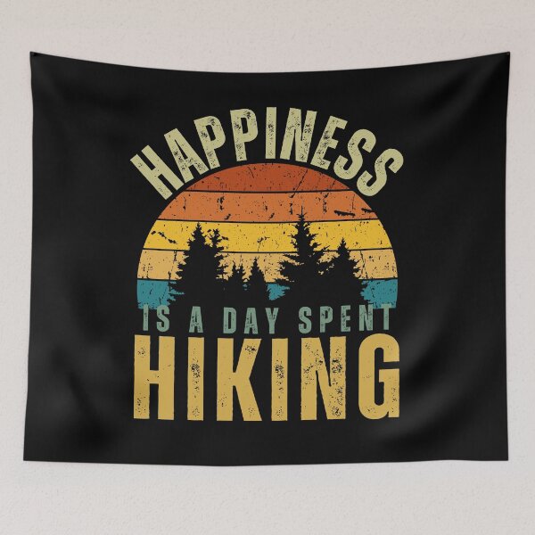 Item preview, Happiness is a day spent hiking cool hiker retro sunset designed and sold by snowry.