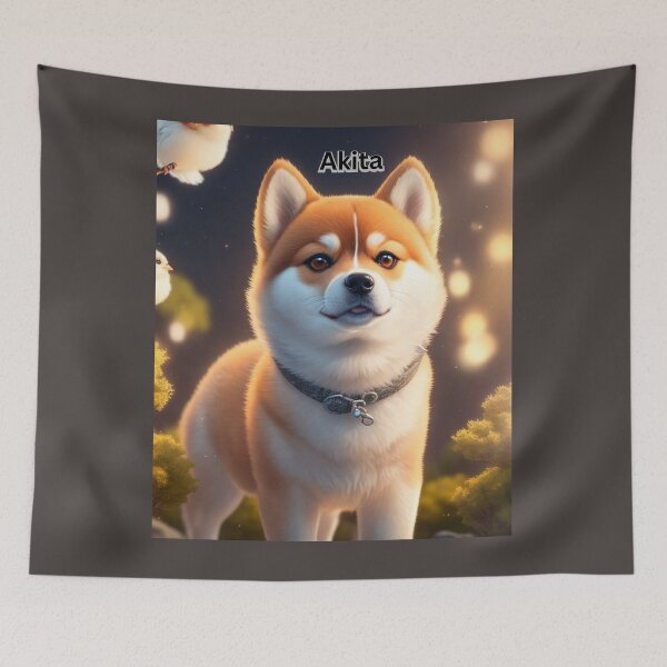 Item preview,   Adorable Akita Dog Standing Amid Gentle Evening Glow and Nature  designed and sold by KJ-Books.