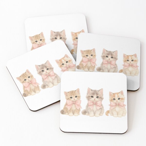 Item preview, Adorable Trio of Kittens with Pink Bows designed and sold by ArtfulWeave.