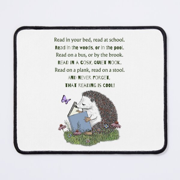 Item preview, HEDGEHOG Reading with Poem About Reading EVERYWHERE, Kids designed and sold by JoyfulWhimsy.