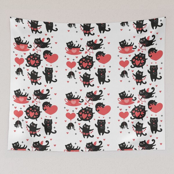 Item preview, Playful Black Cat Valentine Illustration Set designed and sold by ArtfulWeave.