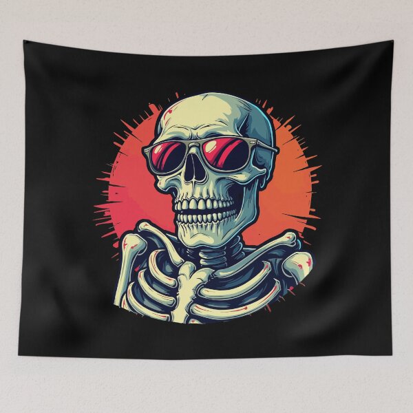 Item preview, Chilling skeleton with sunglasses – retro comic style designed and sold by Hans-Design.