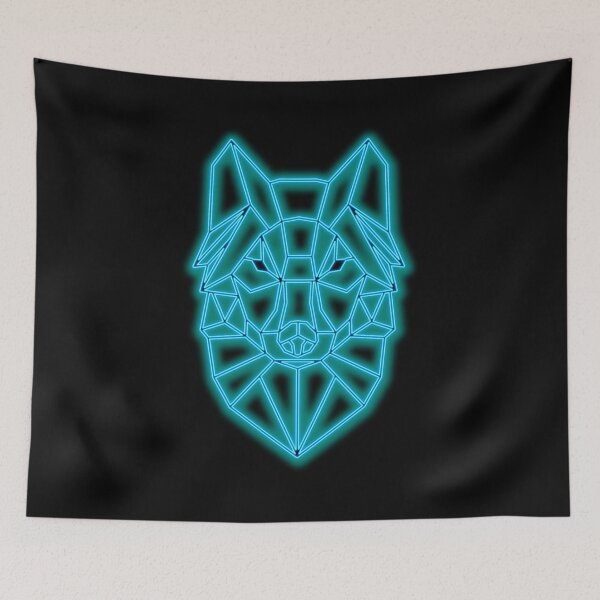 Item preview, Neon Wolf Head – Futuristic Geometric Animal Design in Blue Glow designed and sold by Dragonfly-10.