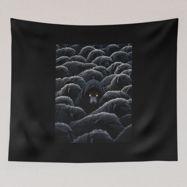 Item preview, Wolf Among Sheep – Dark Predator with Glowing Eyes designed and sold by SuccessHunters.