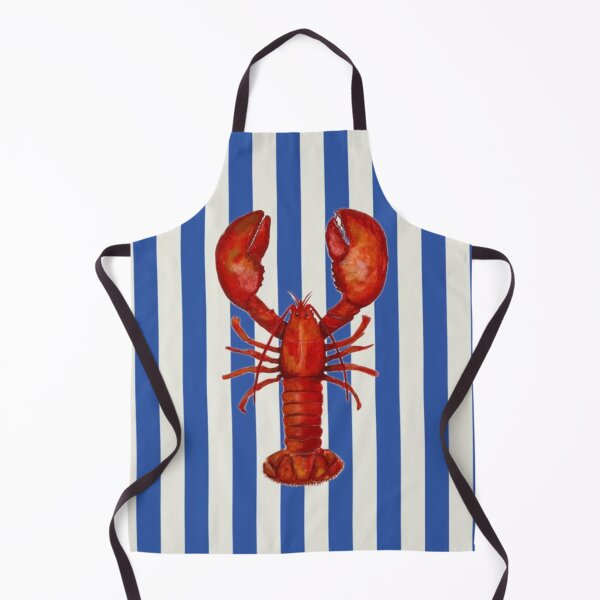 Item preview, Red Lobster on Blue Stripes – Nautical Coastal Design designed and sold by lemooon juice.