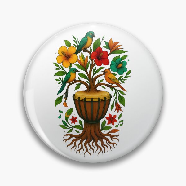 Item preview, Floral Drum with Birds Artwork designed and sold by ArtSpark Studio.