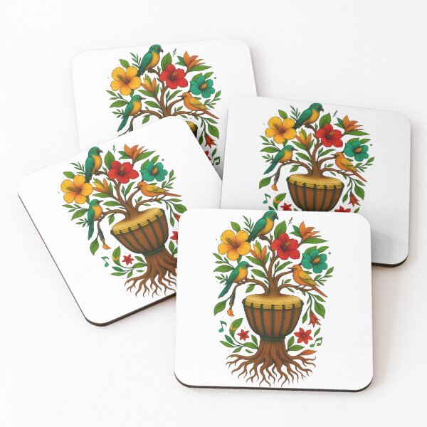 Item preview, Floral Drum with Birds Artwork designed and sold by ArtSpark Studio.