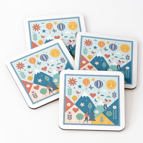 Item preview, Joyful Mountain Adventure: Hot Air Balloons & Happy People – Kids Room Collection designed and sold by asliberry.