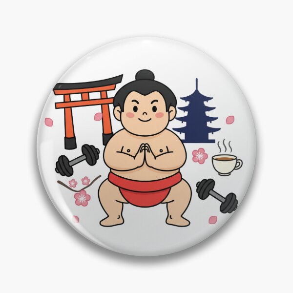 Item preview, Cute Sumo Wrestler with Japanese Icons | SoberSips designed and sold by SoberSips.