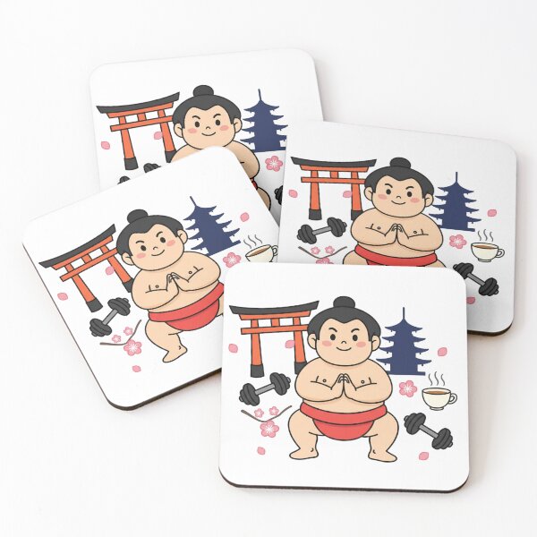Item preview, Cute Sumo Wrestler with Japanese Icons | SoberSips designed and sold by SoberSips.