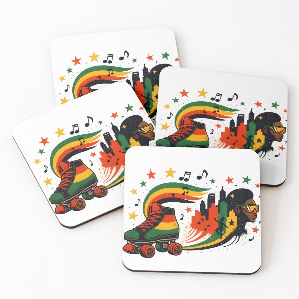 Item preview, Retro Roller Skates Reggae Vibes designed and sold by ArtSpark Studio.
