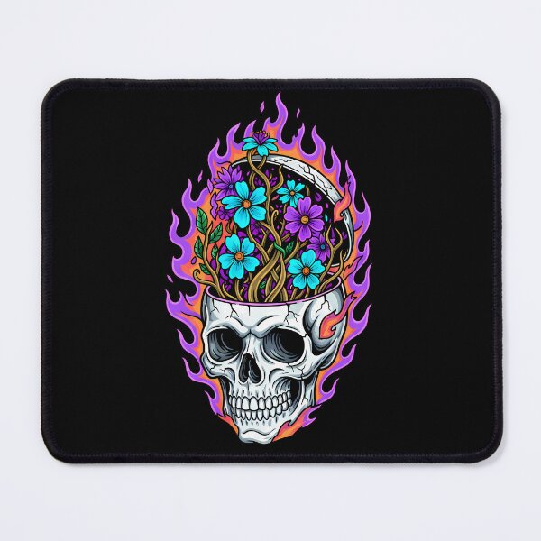 Item preview, Astral Skull Bloom – Neon Skull with Flowers designed and sold by Vrixat.