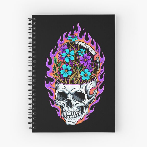 Item preview, Astral Skull Bloom – Neon Skull with Flowers designed and sold by Vrixat.