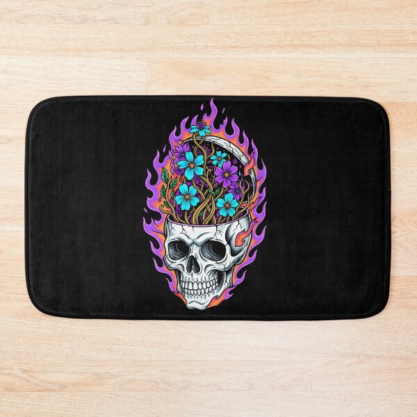 Item preview, Astral Skull Bloom – Neon Skull with Flowers designed and sold by Vrixat.