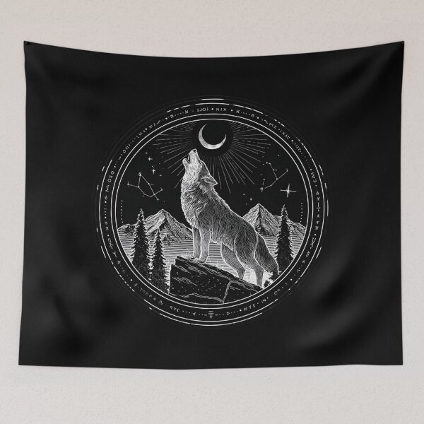 Item preview, Mystic Wolf Under Moon – Norse Viking Wolf Runes Midnight Forest Night Symbol designed and sold by StickerHavenn.