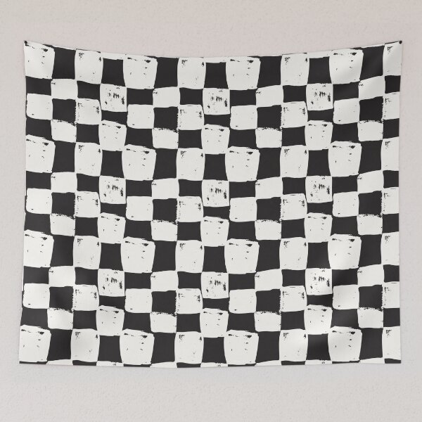 Item preview, Uneven black and white weathered distressed look checkerboard  designed and sold by PrettywithColor.