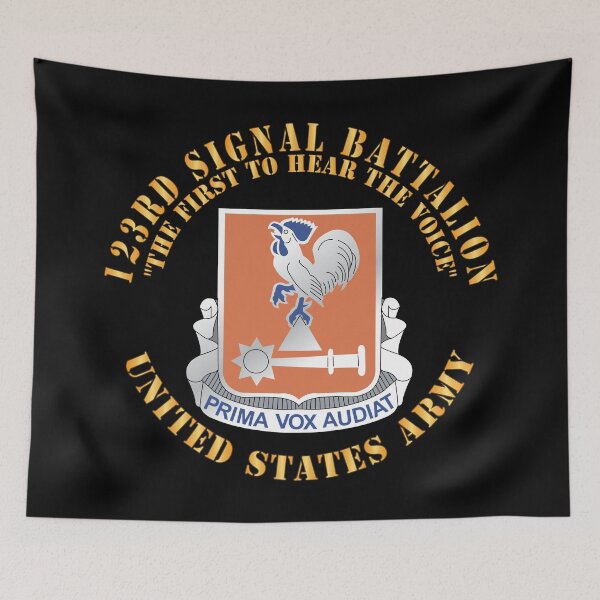 Item preview, Army - 123rd Signal Battalion - DUI, The First to Hear the Voice, US Army X 300 designed and sold by Military Insignia Products.