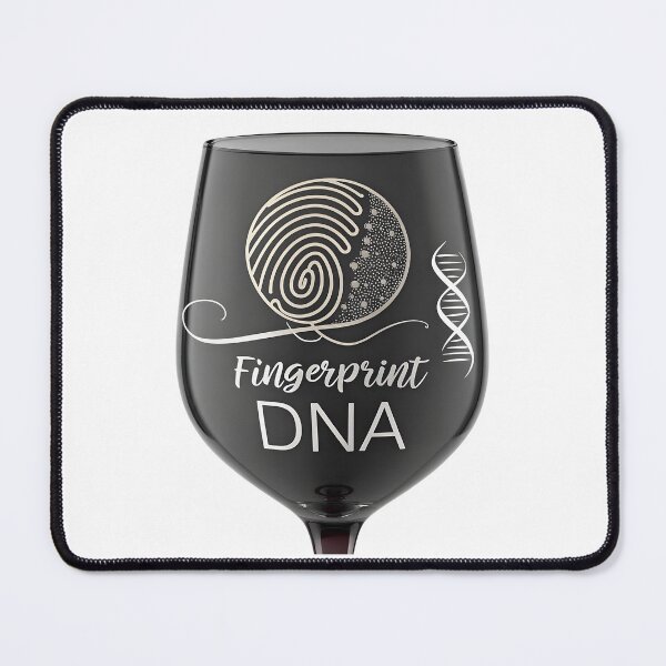 Item preview, Forensic Wine Glass Design – DNA Strand & Fingerprint Swirl Modern Feminine Style designed and sold by VividOrganica.