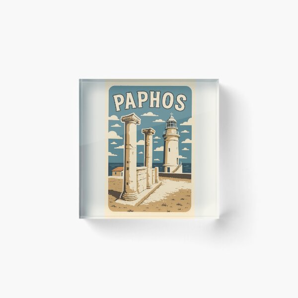 Item preview, Paphos Cyprus Illustration | Ancient Columns & Lighthouse Souvenir Design designed and sold by CreationbyNiki.