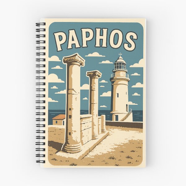 Item preview, Paphos Cyprus Illustration | Ancient Columns & Lighthouse Souvenir Design designed and sold by CreationbyNiki.