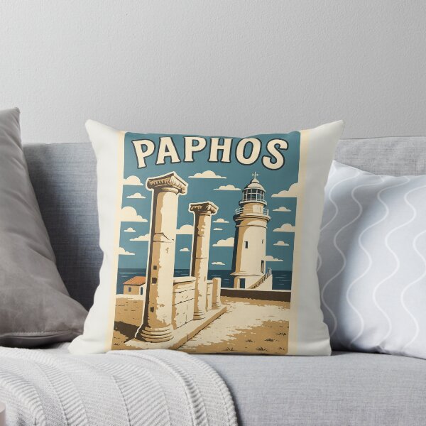 Item preview, Paphos Cyprus Illustration | Ancient Columns & Lighthouse Souvenir Design designed and sold by CreationbyNiki.