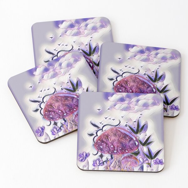 Item preview, Whimsical Purple Mushroom Fantasy Art – Magical Nature Illustration designed and sold by creativerooney.