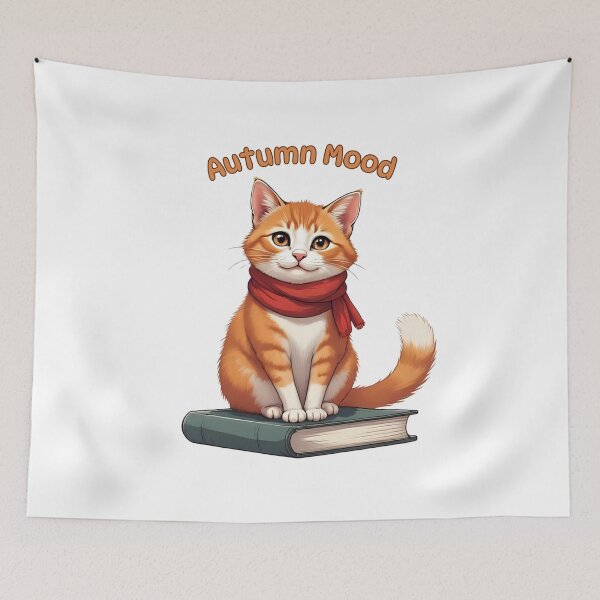 Item preview, Autumn Mood – Cute Cozy Cat Fall Design designed and sold by Pixel--Threads.