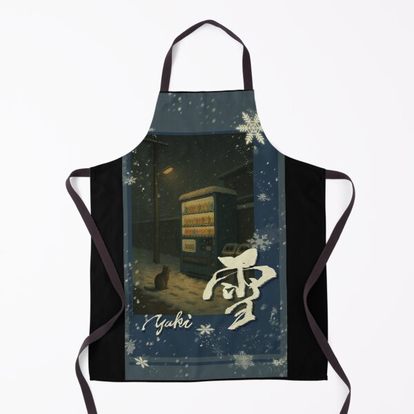 Item preview, Handwritten Kanji Art — 雪 (Yuki) Winter Night with Vending Machine & Cat designed and sold by TsuzuYa.