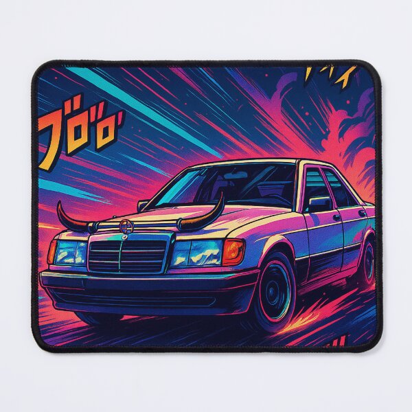 Item preview, Mercedes 190E in Anime Style – Retro Futuristic Art designed and sold by retro car.